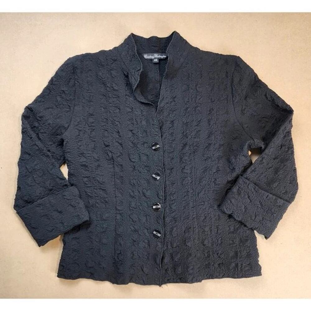Courtney Washington S/XS Black Pucker Resort Stretchy Shacket $159